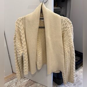 Anthropologie Cream Cable Knit Cardigan